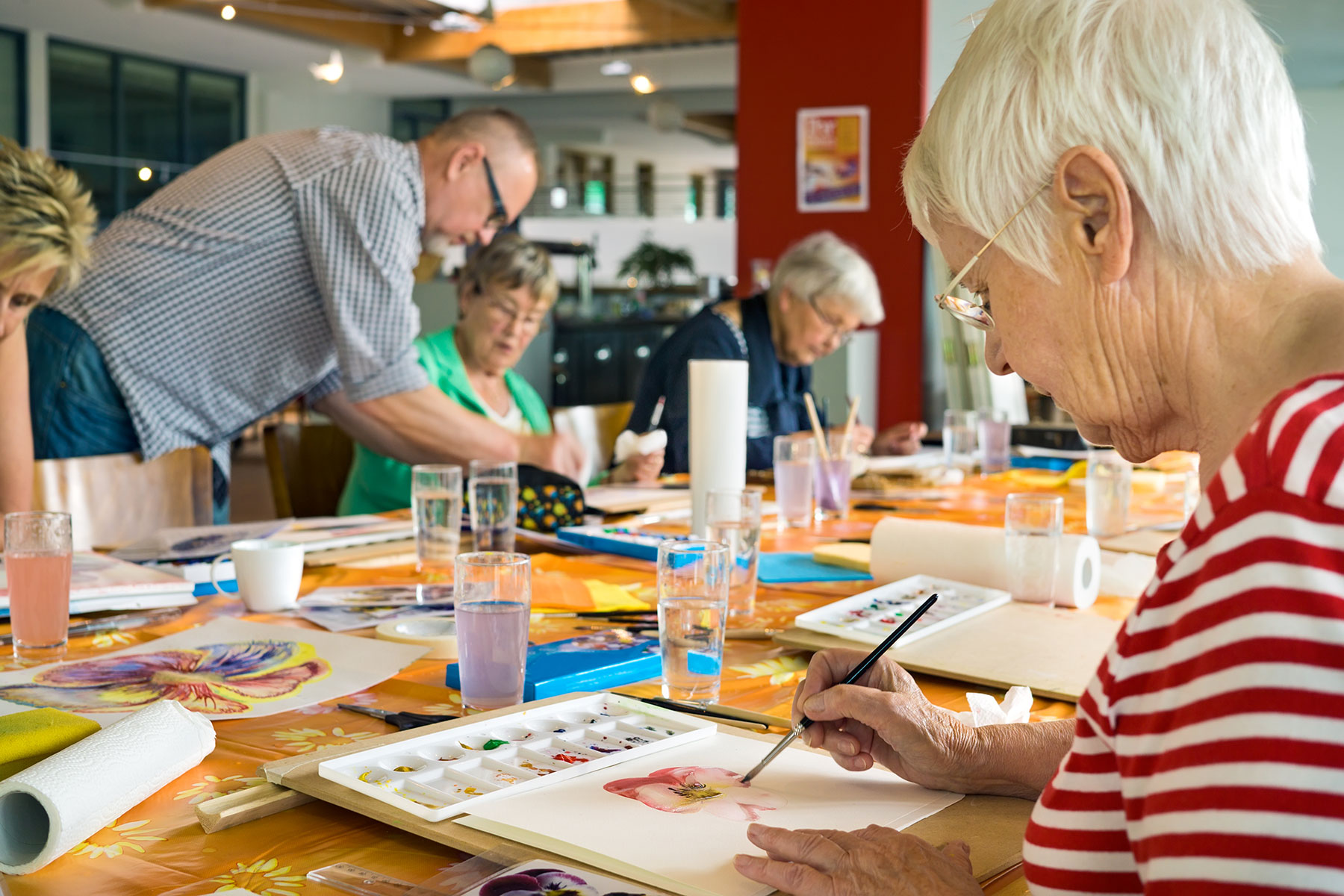 Staged Memory Care, talking with resident