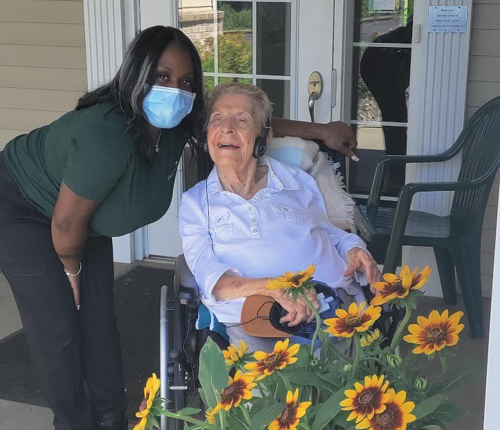 Mary's mom and Star, caregiver, at Emerald Crest Minnetonka