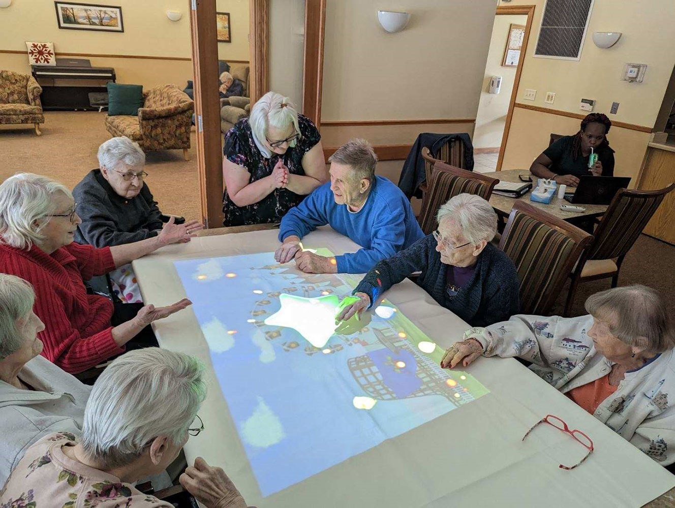 Annie, Activities Coordinator, group, at Emerald Crest